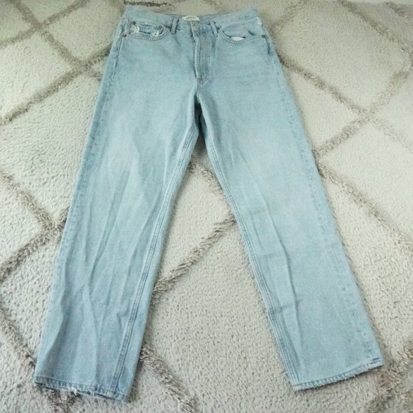 Agolde 90's Loose Fit Jeans Womens 28 Blue Denim Button Fly - Picture 1 of 12